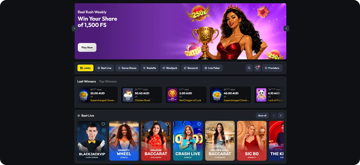 Live games on Reelson casino